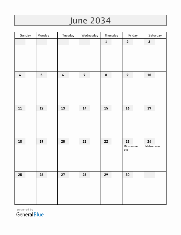 Latvia June 2034 Calendar with Holidays