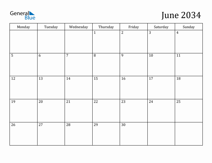 June 2034 Calendar