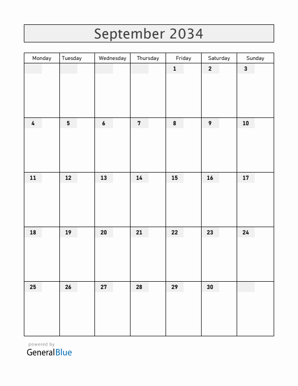 Zambia September 2034 Calendar with Holidays