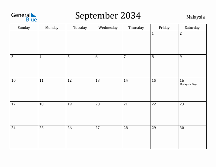 September 2034 Calendar Malaysia