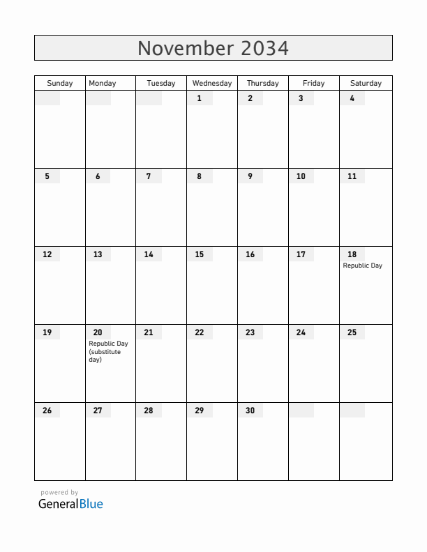 Latvia November 2034 Calendar with Holidays