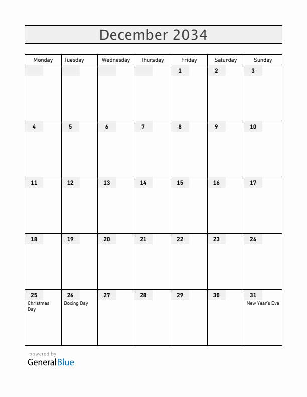 Curacao December 2034 Calendar with Holidays