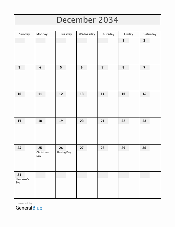 Curacao December 2034 Calendar with Holidays