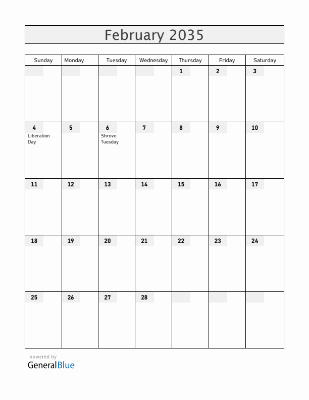 Angola February 2035 Calendar with Holidays