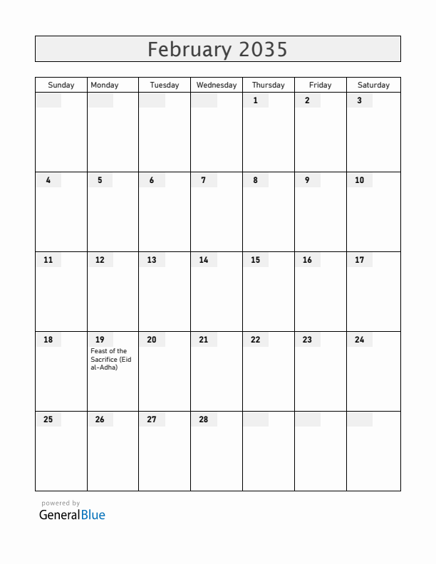 Togo February 2035 Calendar with Holidays