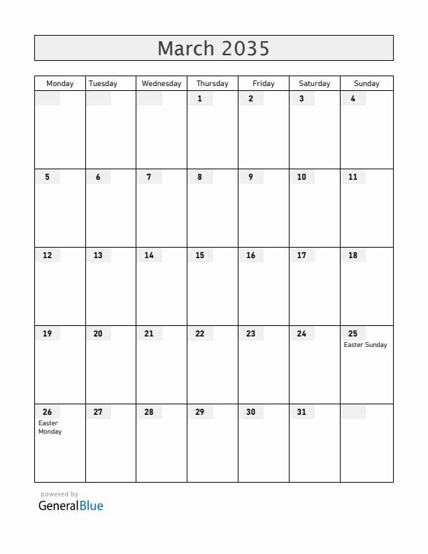 Benin March 2035 Calendar with Holidays