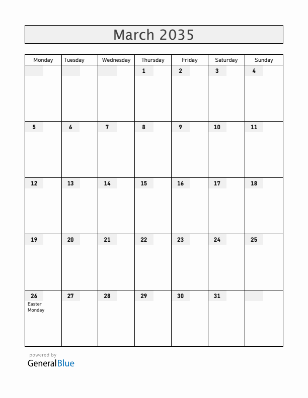 Mayotte March 2035 Calendar with Holidays
