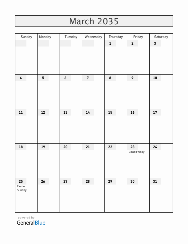 Chile March 2035 Calendar with Holidays