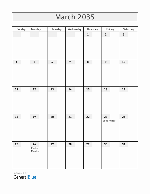 Guyana March 2035 Calendar with Holidays