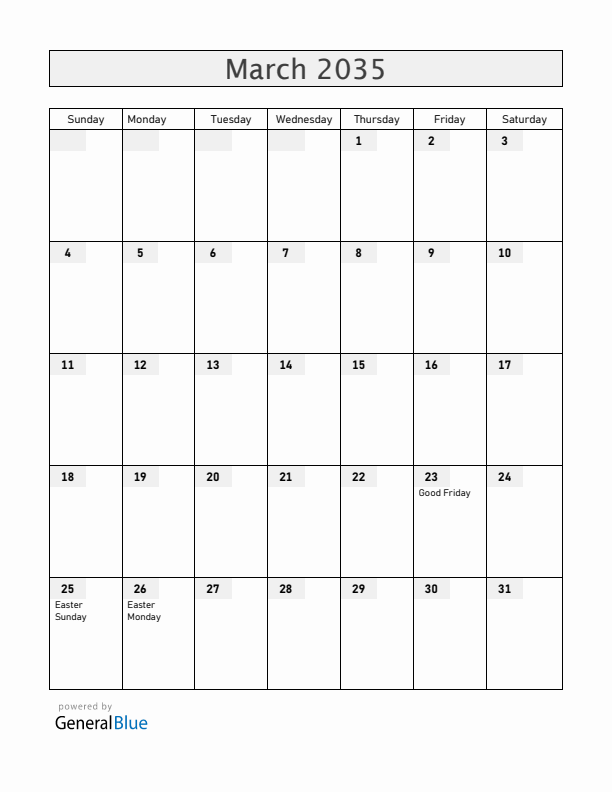 Jamaica March 2035 Calendar with Holidays