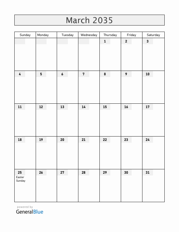 Kosovo March 2035 Calendar with Holidays