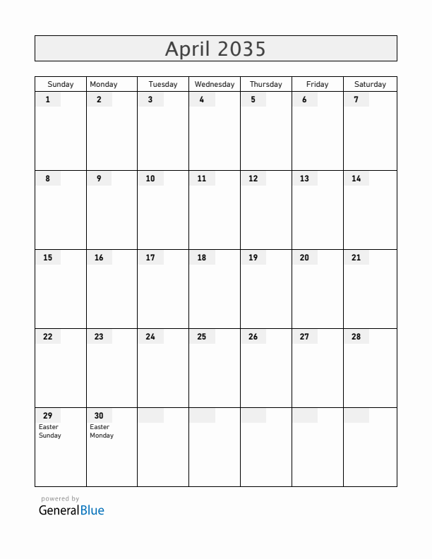 Moldova April 2035 Calendar with Holidays