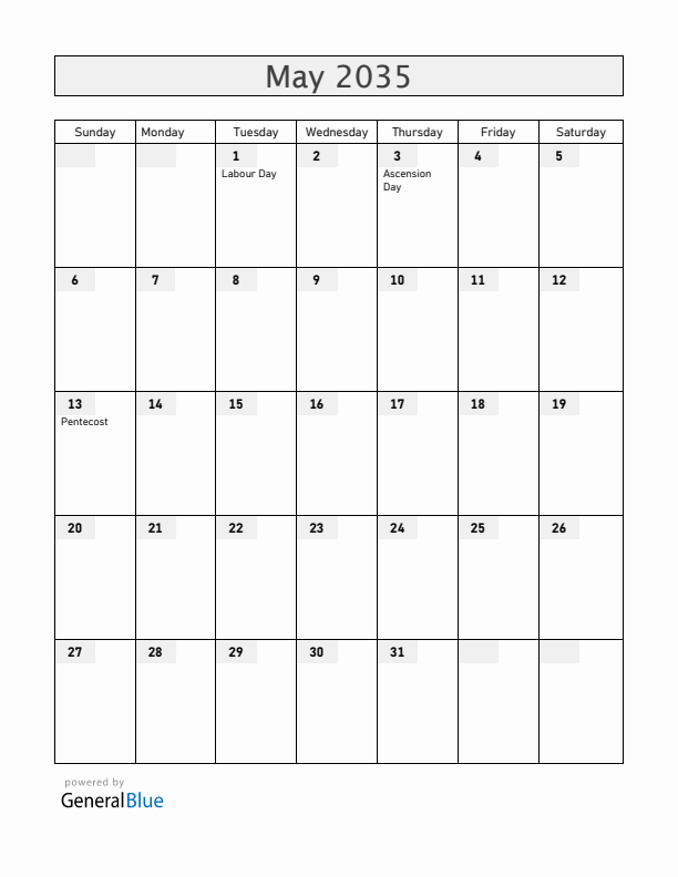Aland Islands May 2035 Calendar with Holidays