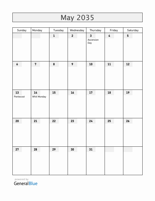 Greenland May 2035 Calendar with Holidays