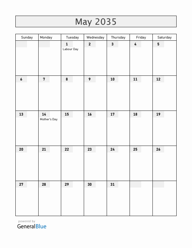 Honduras May 2035 Calendar with Holidays