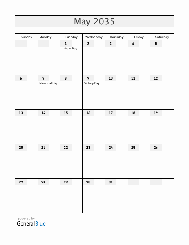 Moldova May 2035 Calendar with Holidays