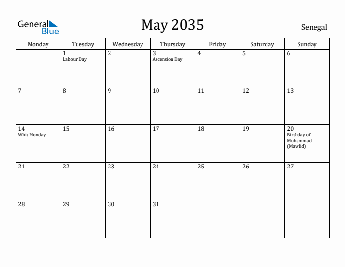 May 2035 Calendar Senegal