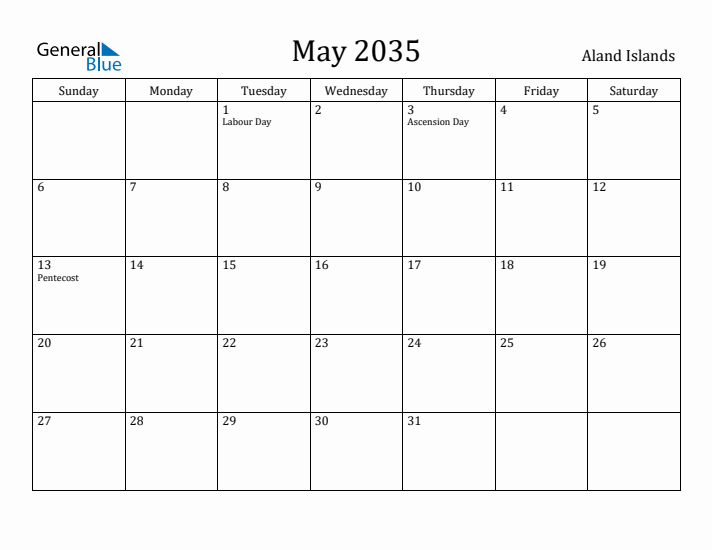 May 2035 Calendar Aland Islands
