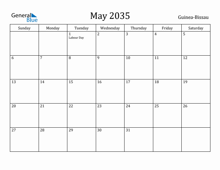 May 2035 Calendar Guinea-Bissau