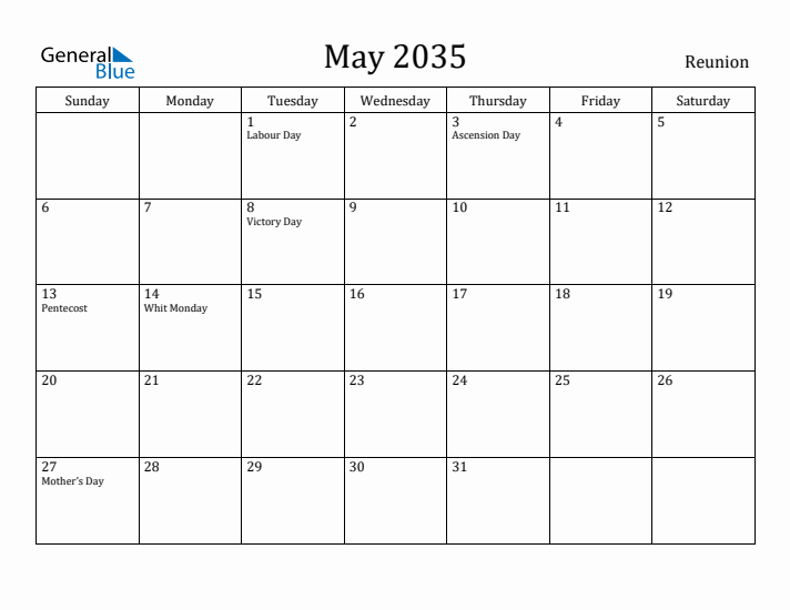 May 2035 Calendar Reunion