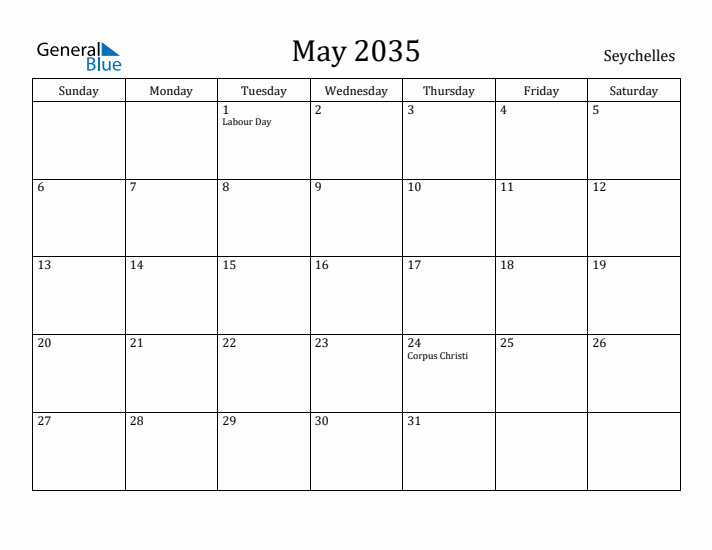 May 2035 Calendar Seychelles