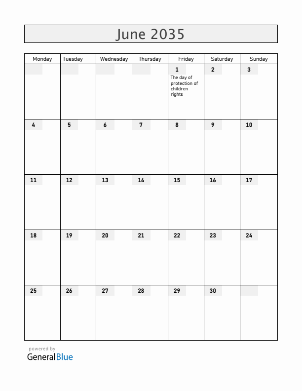 Armenia June 2035 Calendar with Holidays