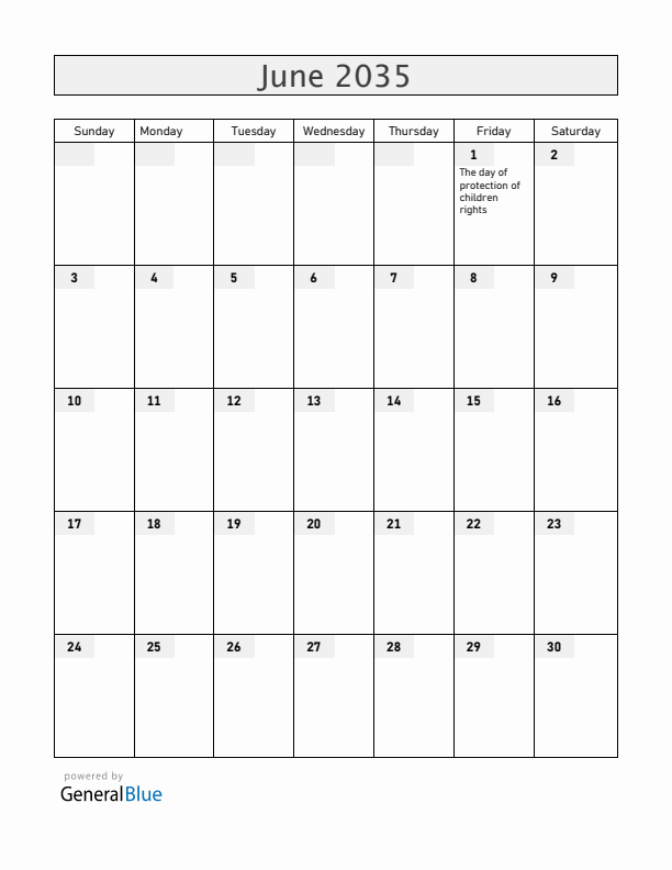 Armenia June 2035 Calendar with Holidays