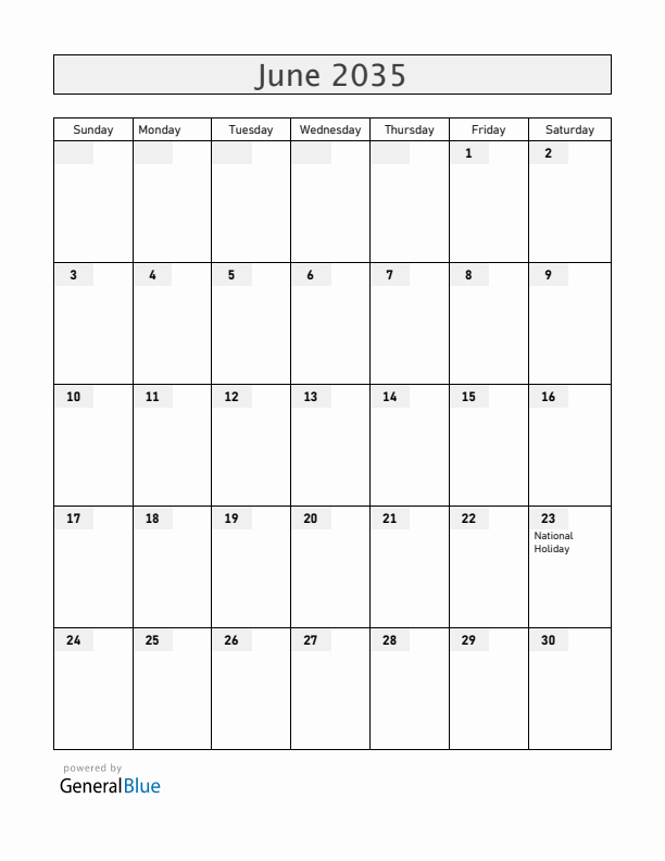 Luxembourg June 2035 Calendar with Holidays