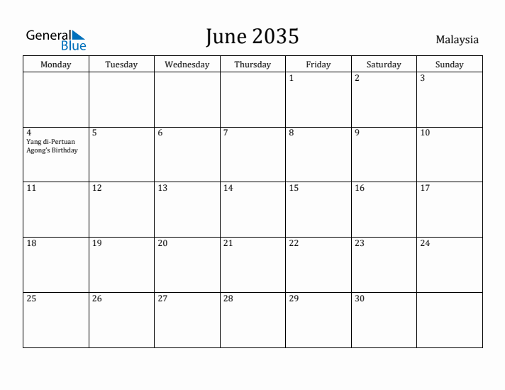 June 2035 Calendar Malaysia