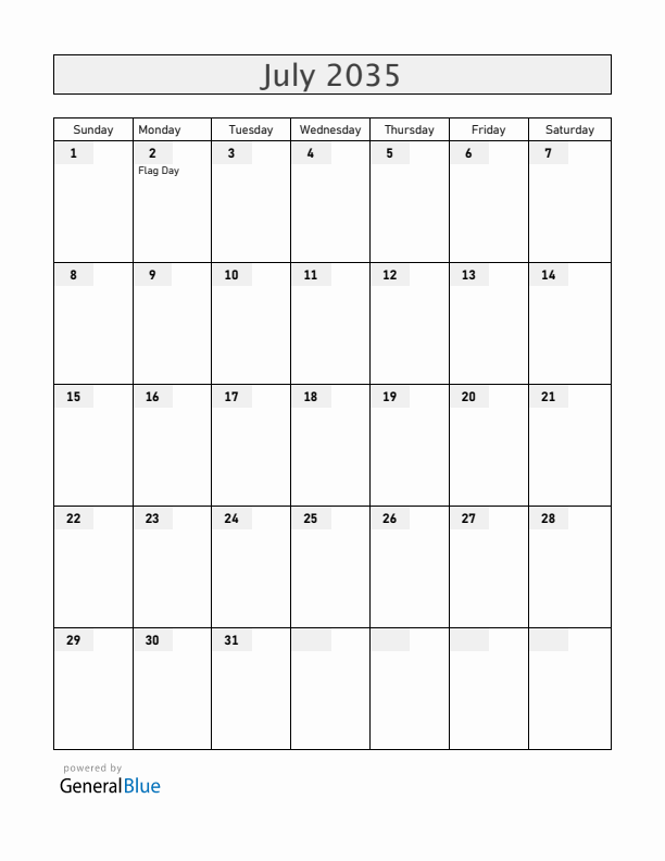 Curacao July 2035 Calendar with Holidays