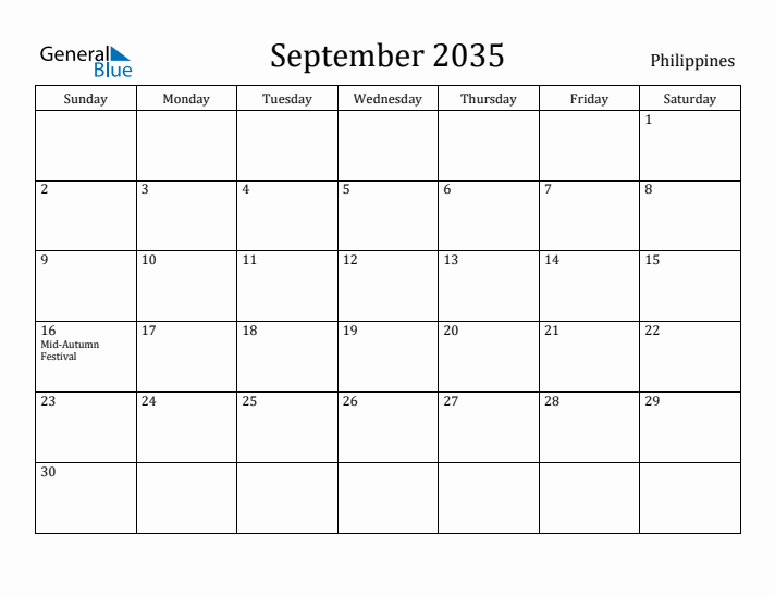 September 2035 Calendar Philippines