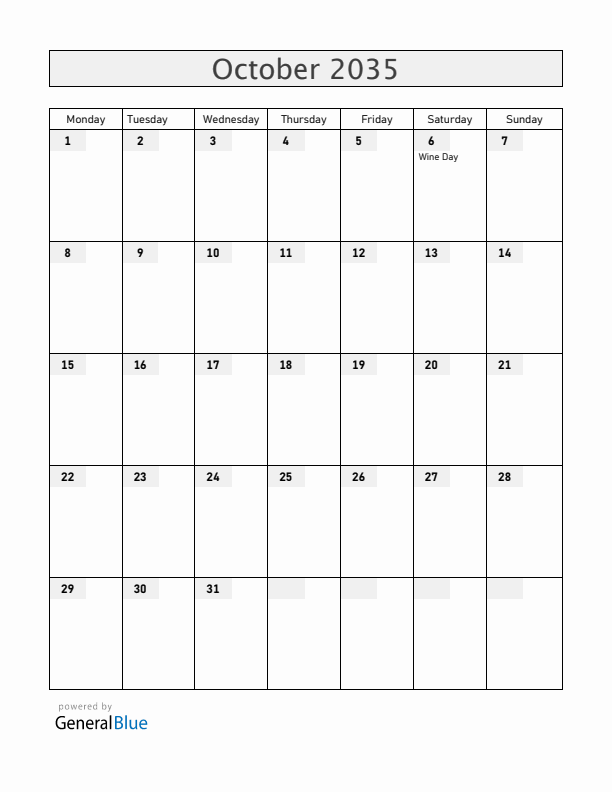 Moldova October 2035 Calendar with Holidays