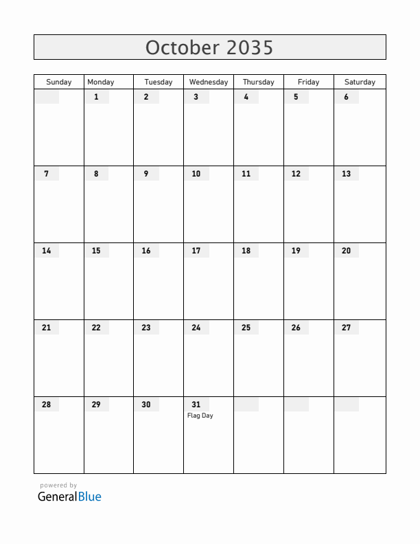Ecuador October 2035 Calendar with Holidays