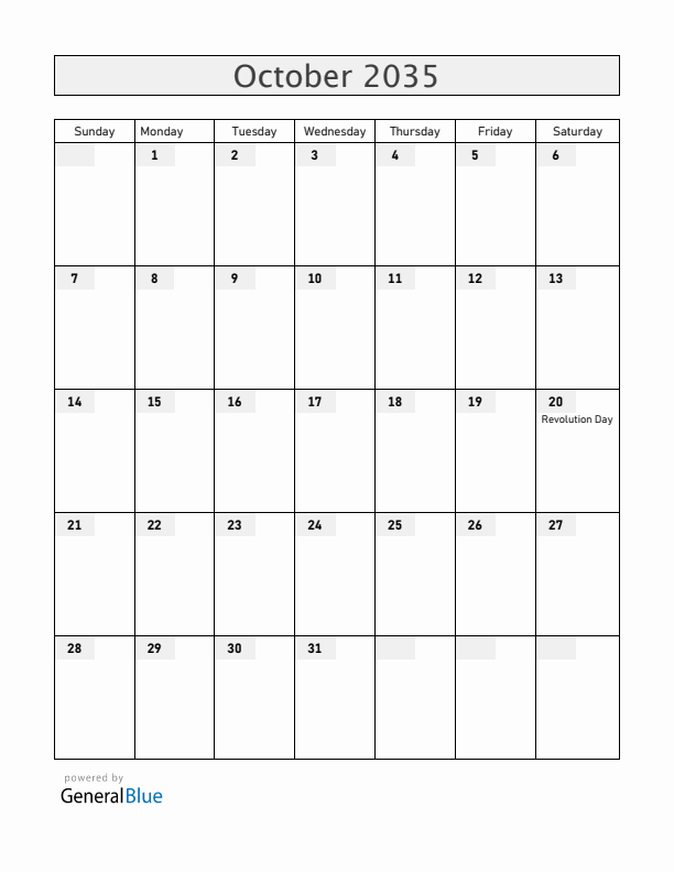 Guatemala October 2035 Calendar with Holidays