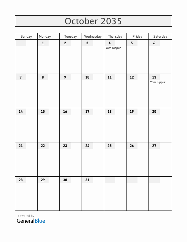 Croatia October 2035 Calendar with Holidays