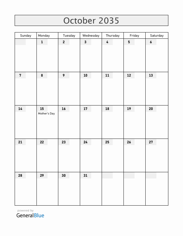 Malawi October 2035 Calendar with Holidays