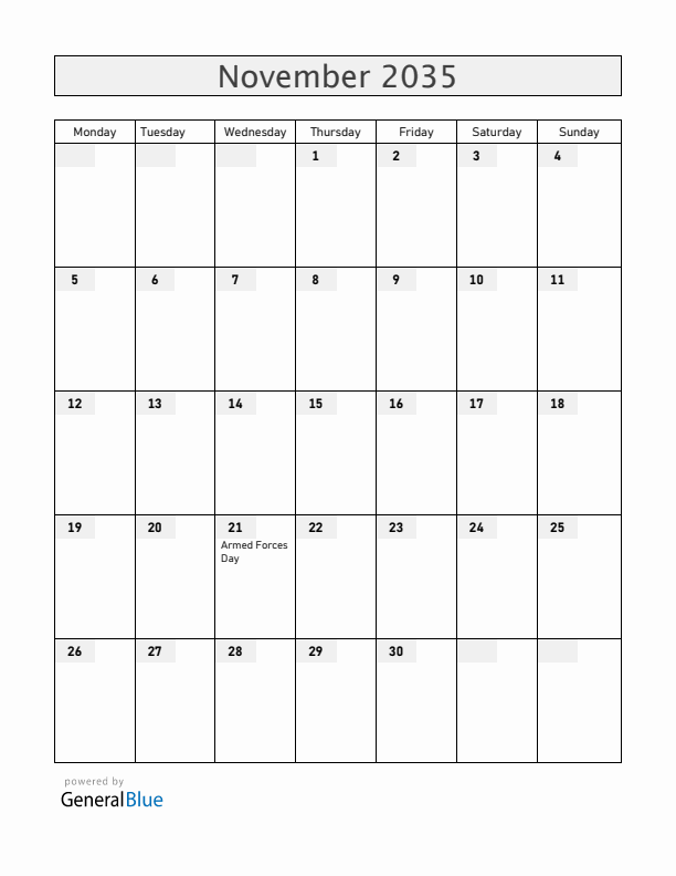 Bangladesh November 2035 Calendar with Holidays