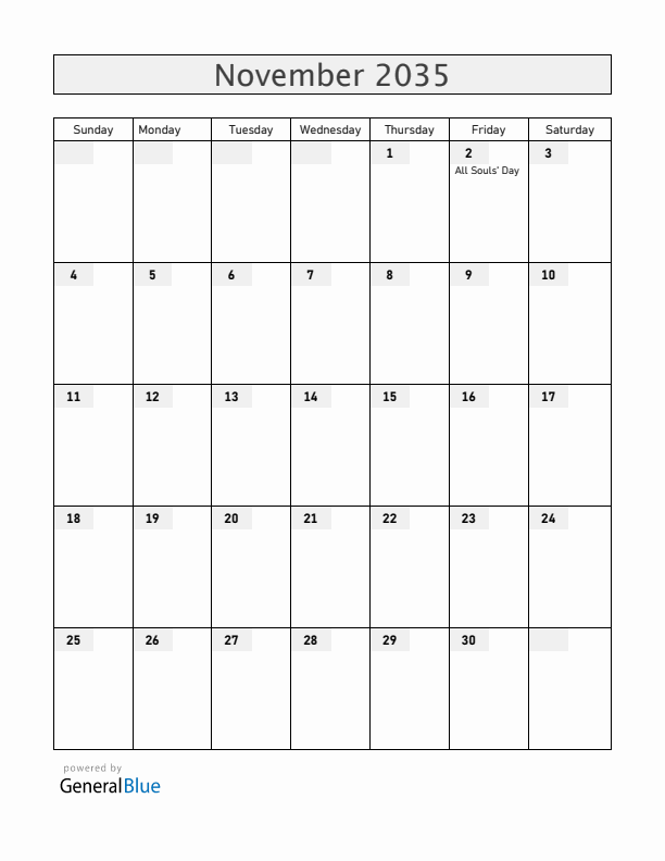Uruguay November 2035 Calendar with Holidays