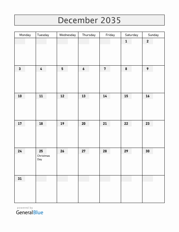 Mayotte December 2035 Calendar with Holidays