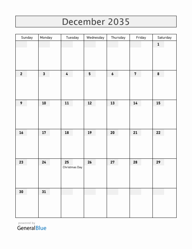 Mayotte December 2035 Calendar with Holidays