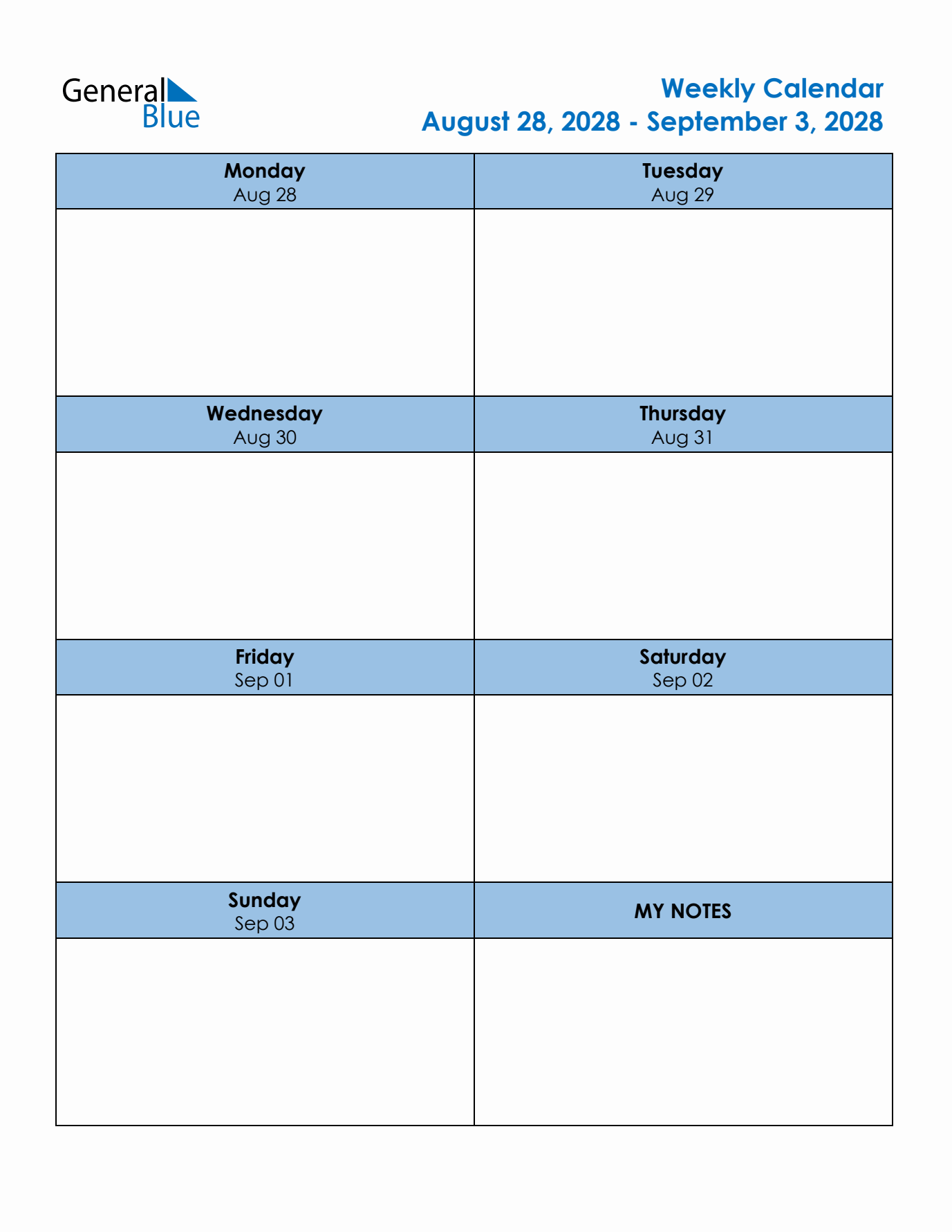 Editable Weekly Planner