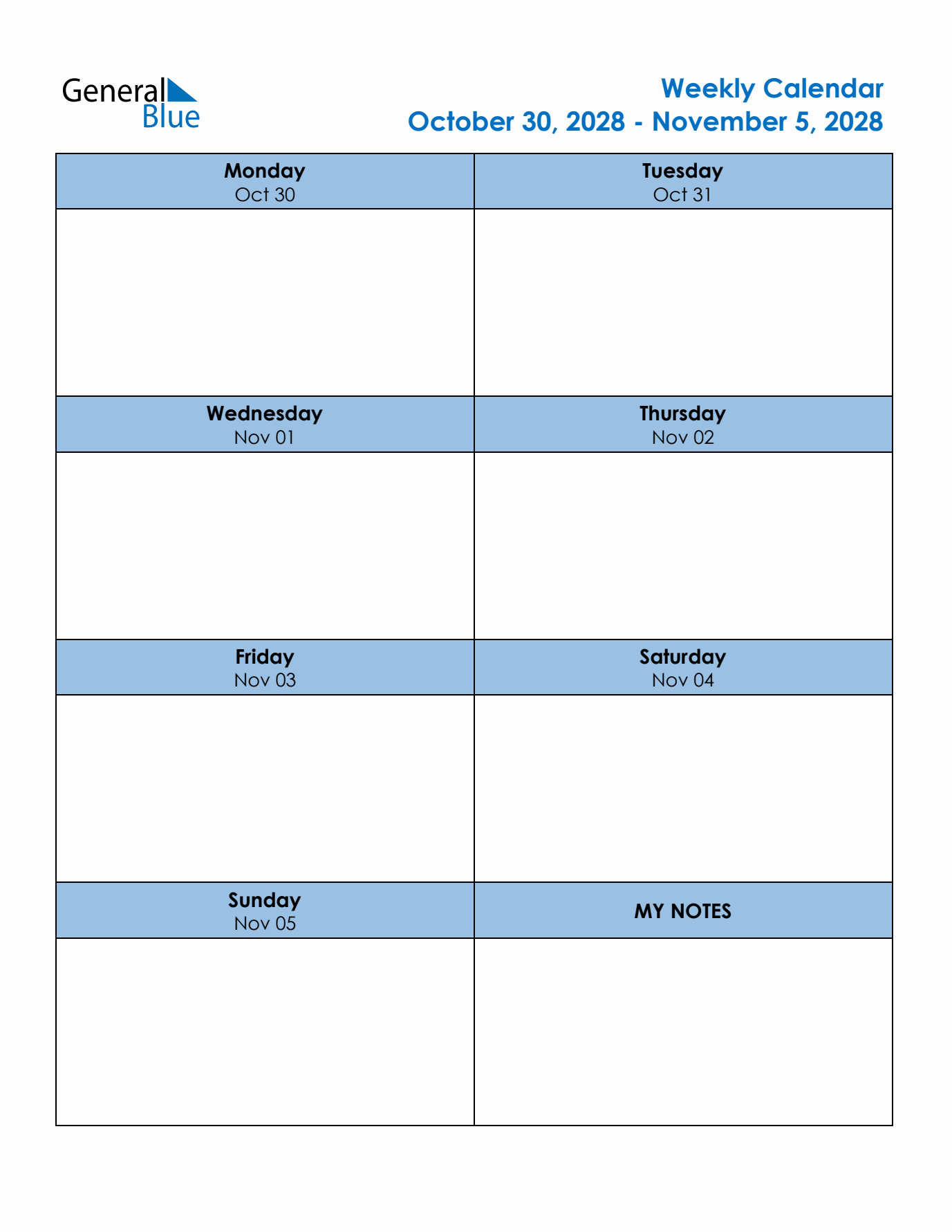 Editable Weekly Planner