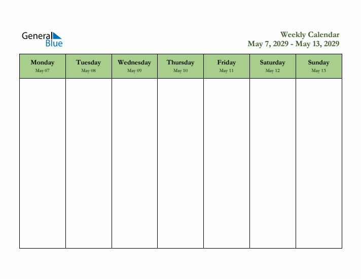2029 Free Downloadable Weekly Planner (Week 19)