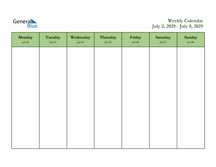 2029 Free Downloadable Weekly Planner (Week 27)