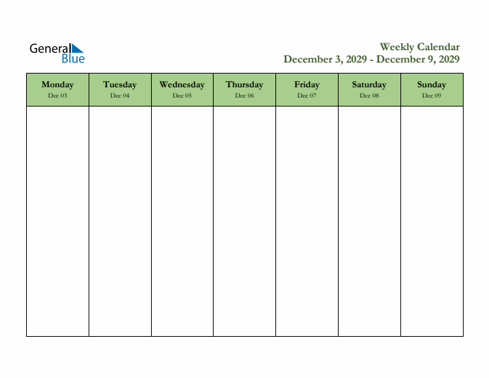 2029 Free Downloadable Weekly Planner (Week 49)