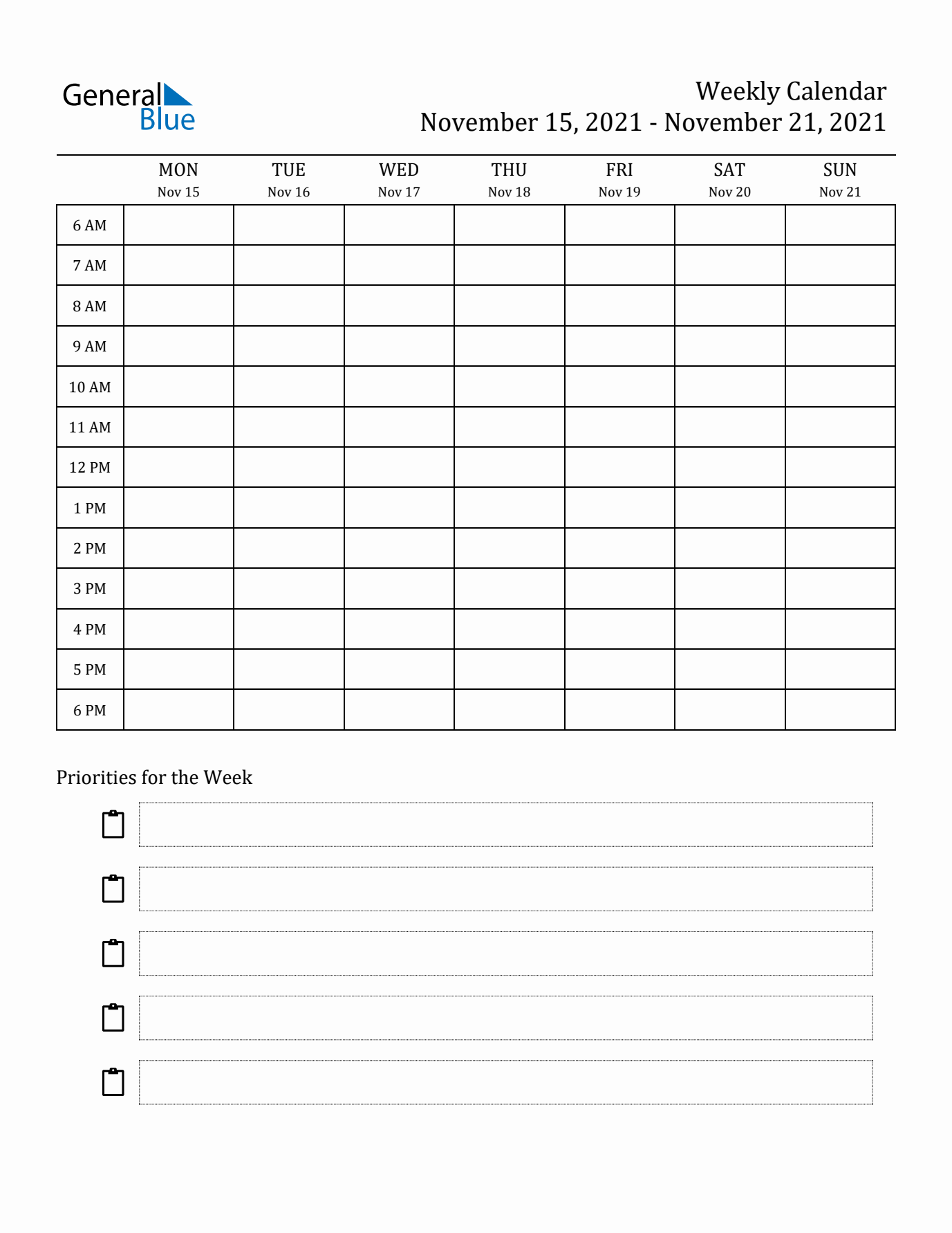 Hourly Schedule Template