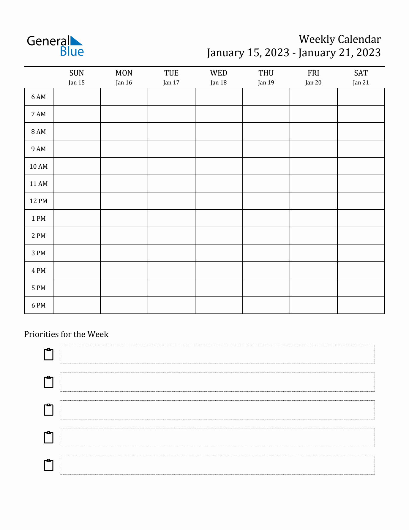 Hourly Schedule Template