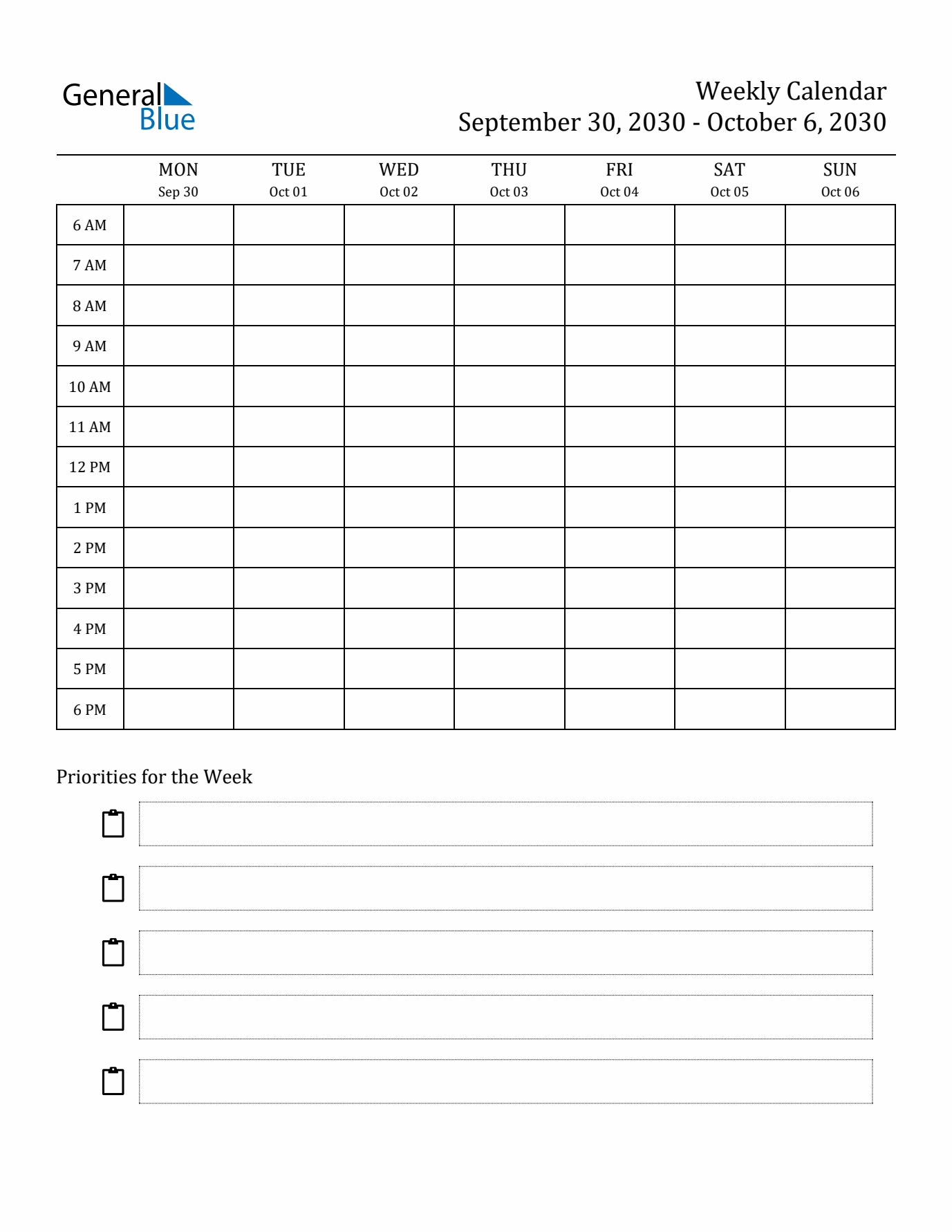 Hourly Schedule Template