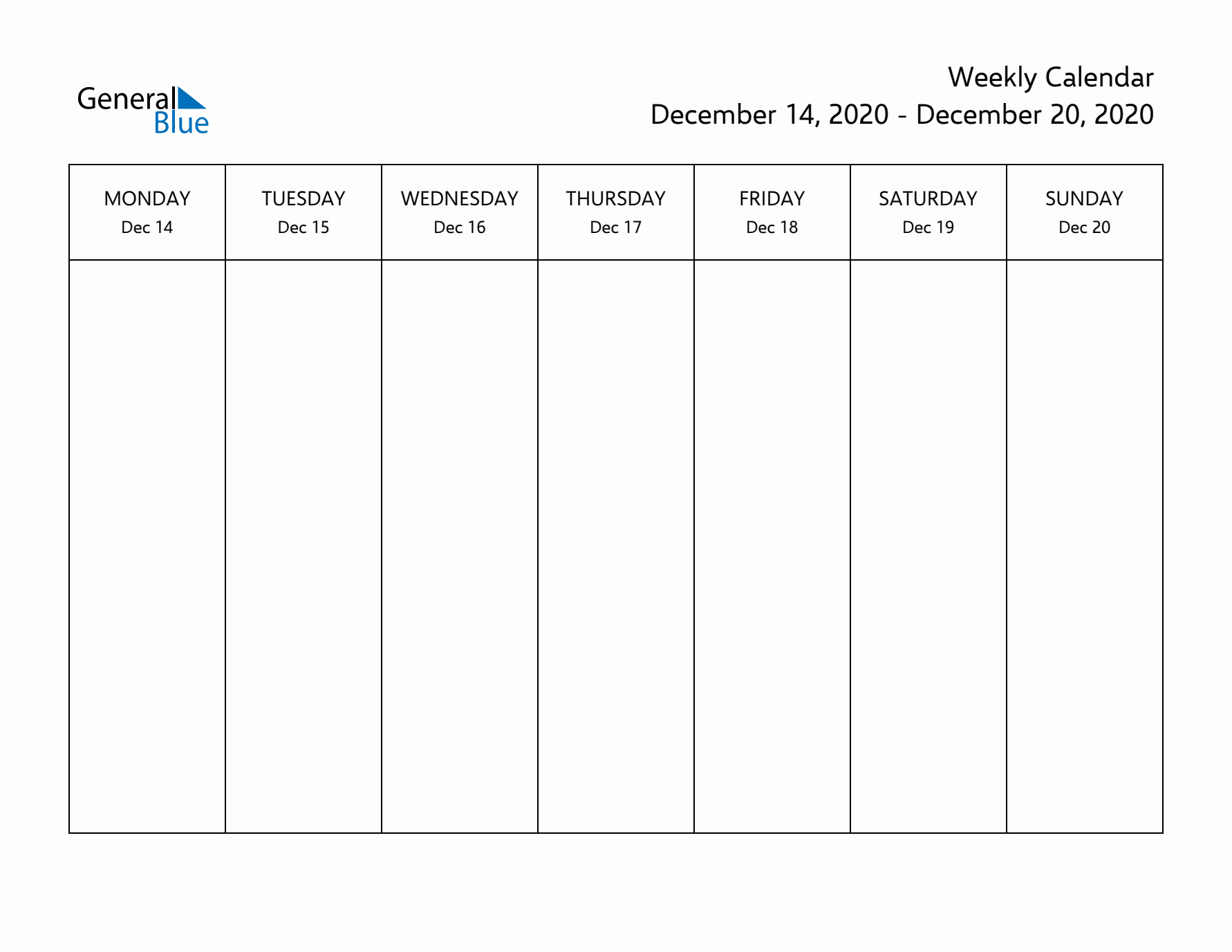 Printable Weekly Calendar with Monday Start