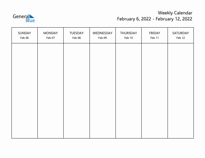 Printable Weekly Calendar with Sunday Start